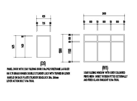 2600x1800 3 Bay Sliding Window Plan Is Given In This Autocad Drawing