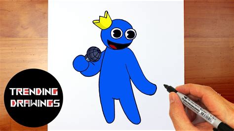 How To Draw Fnf Mod Character Blue Rainbow Friends Easy Step By Step