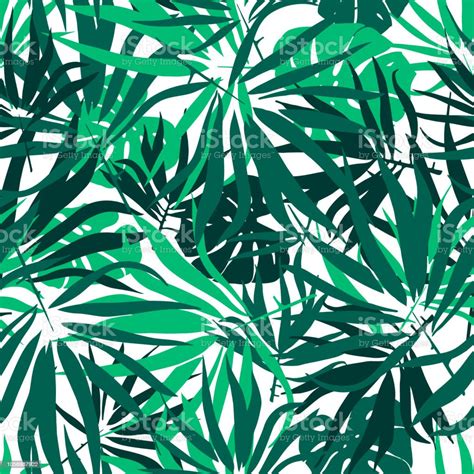 Tropical Leaves Seamless Pattern With Palm Tree Leaf And Monstera