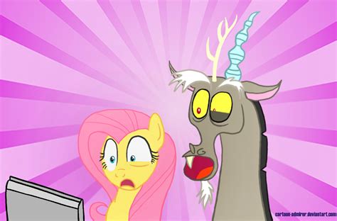 Fluttershy And Discord Discover The Internet By Cartoon Admirer On