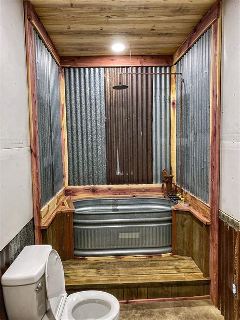 Rustic Stock Tank Bathtub Tiny House Bathroom Bathroom Farmhouse