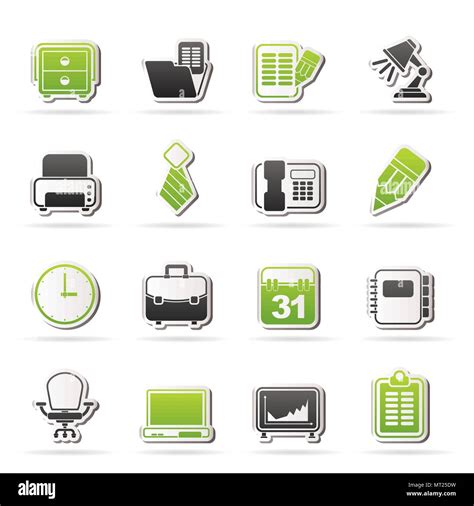 Business And Office Equipment Icons Vector Icon Set Stock Vector