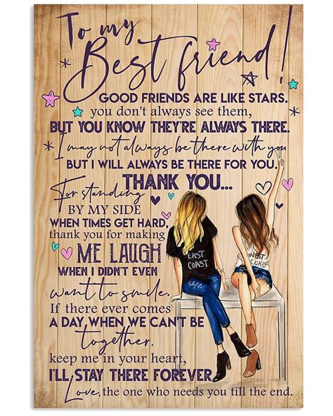 To My Best Friend Good Friends Are Like Stars Unframed Satin Paper Wrapped Frame Canvas Wall