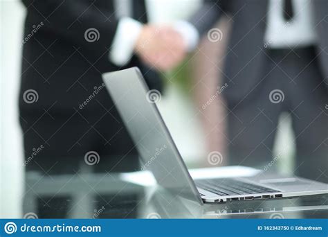 Close Up Open Laptop On The Office Desk Stock Photo Image Of