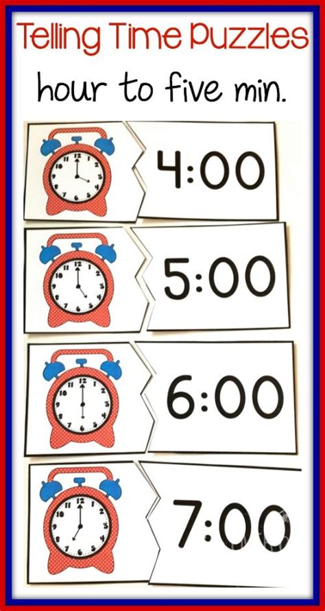 Times Up Puzzles For Telling Time From Hour To 5 Minutes Math Time