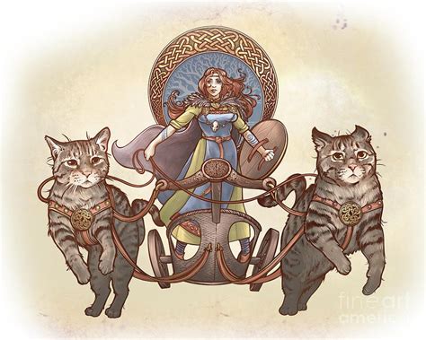 Freya And Her Cat Chariot Garbed Version Digital Art By Dani Kaulakis Norse Goddess Norse
