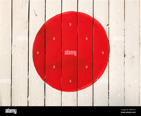 Japanese Flag Painted On Wooden Fence Stock Photo Alamy