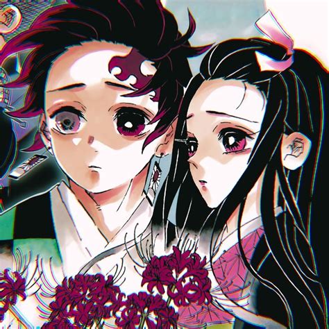 Two Anime Characters With Long Black Hair And One Has Pink Flowers In