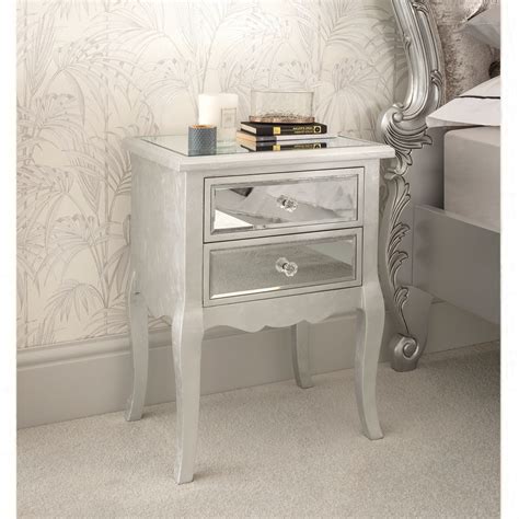 Venetian Mirrored Bedside Table Glass Mirrored Bedroom Furniture