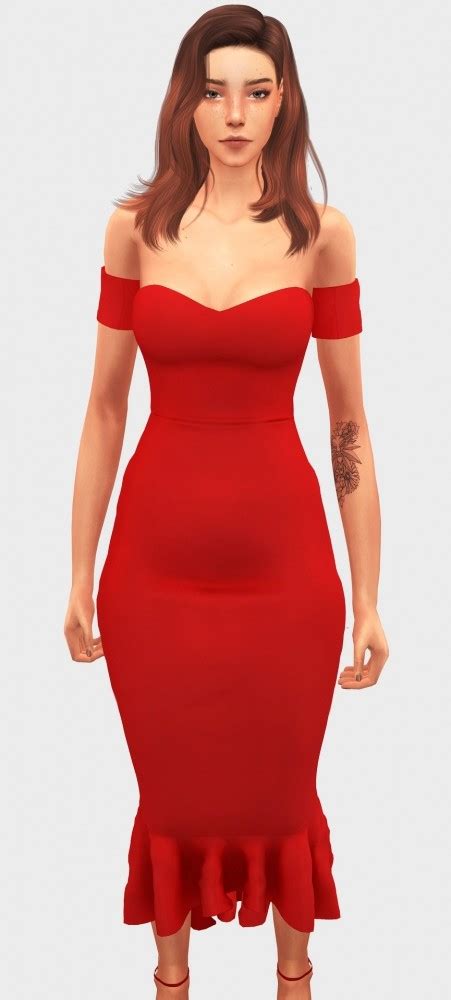 Fishtail Midi Dress At Elliesimple Sims 4 Updates