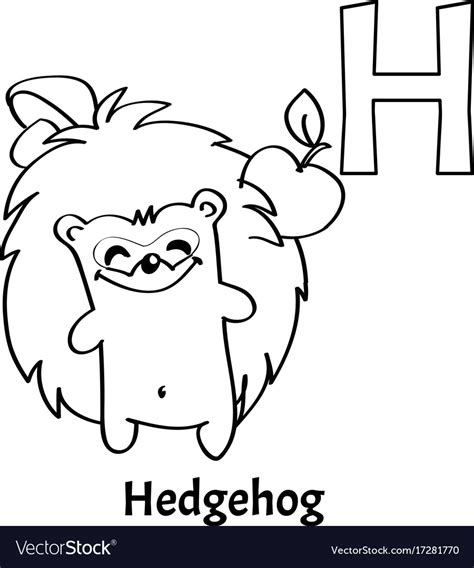 Alphabet Letter H Coloring Page Hedgehog Vector Image