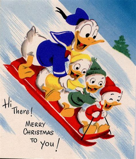 Donald Duck Vintage Xmas Card Disney Christmas Cards Christmas