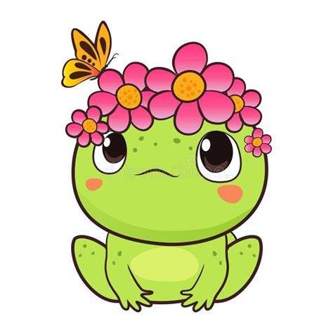 Cute Baby Frog In Cartoon Style Vector Illustration Stock Vector