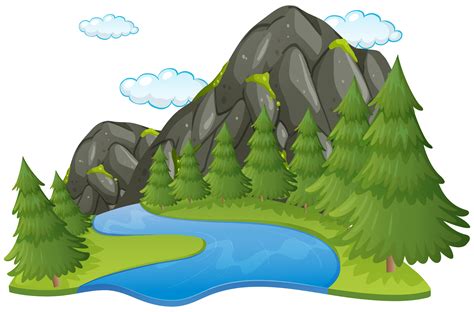 Scene With River And Mountain 373875 Vector Art At Vecteezy