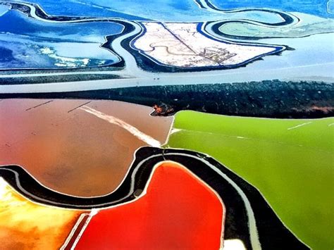 Multicolored Salt Ponds At San Francisco Bay Salt Ponds Aerial