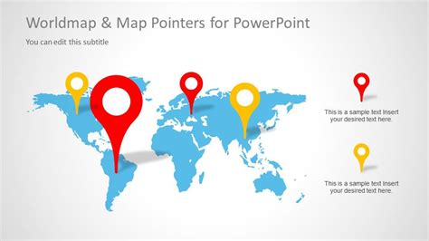 Worldmap And Map Pointers For Powerpoint Slidemodel