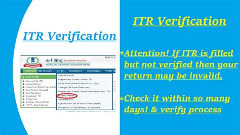 Itr Verification Attention If Itr Is Filled But Not Verified Then Your Return May Be Invalid