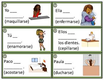 Spanish Reflexive Verbs Task Cards Verbos Reflexivos My Xxx Hot Girl