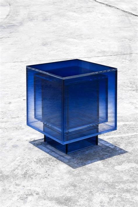 Null Blue Glass Clear Transition Color Square Table By Studio Buzao