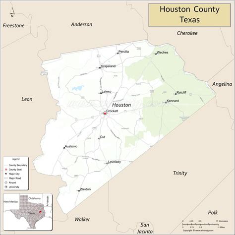 Houston County Map Texas Where Is Located Cities Population