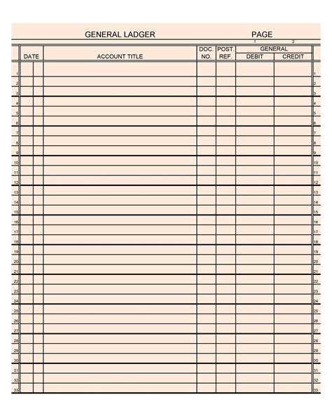 Printable Ledger Template The General Ledger Template Sets Out The
