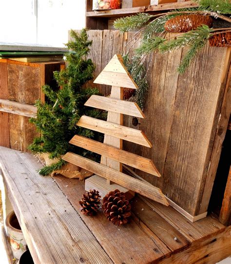 Wood Christmas Treeprimitive Christmas Decornatural Wood Holiday