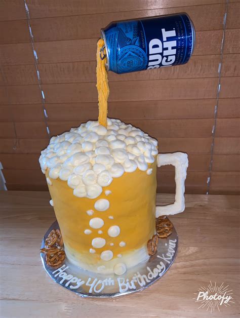 A Gravity Beer Cake A 6 Layer Chocolate Cake With Buttercream Icing Beer Themed Cake Beer Mug