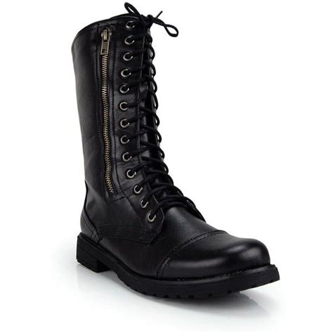 Chloe Black Military Inspired Lace Up Mid Calf Combat Boot Black