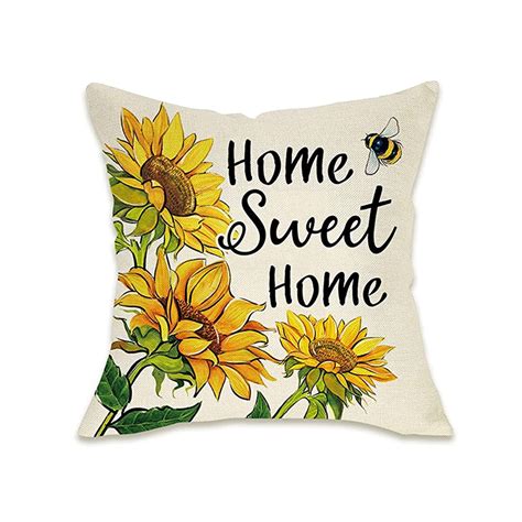 Sunflower Sunshine Decorative Throw Pillow Cover Set Of 4 Summer Home