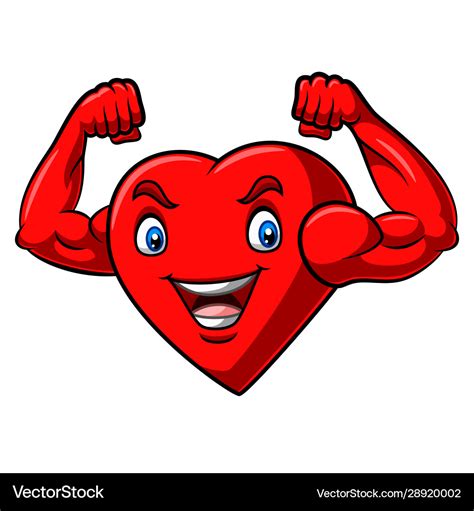 Cartoon Strong Heart With Muscular Arm Royalty Free Vector