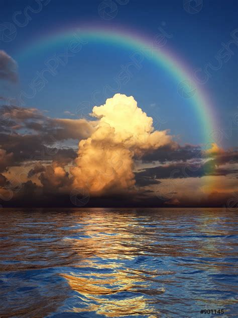 Rainbow Over The Ocean Stock Photo Crushpixel