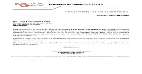Oficio Inicio De Obra3 Doc Document