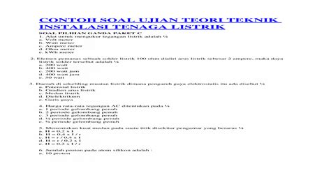 Kali ini download soal cpns antonim, akan membagikan. Contoh Soal Ujian Teori Teknik Instalasi Tenaga Listrik - DOCX Document