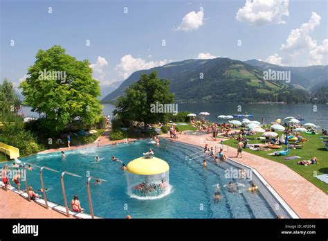 Open Air Swimming Pool At Lake Zeller See Zell Am See Salzburg Austria