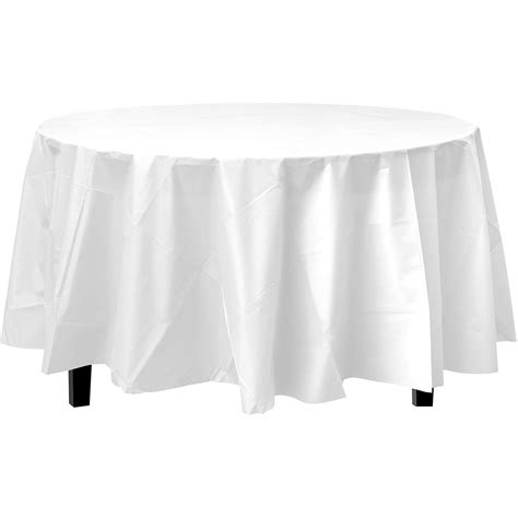 Bulk Premium Plastic Disposable 84 Inch Round Tablecloth White Round