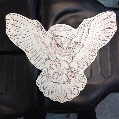 Started This As A Chest Piece Today Owl Skull Tattoos Owl Tattoo