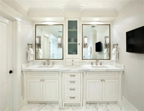 The most common double vanity with sinks material is metal. Image result for 72 inch double vanity with center tower ...