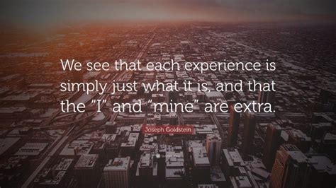 Joseph Goldstein Quote We See That Each Experience Is Simply Just