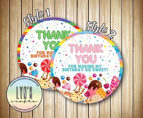 Lollipop Tag Candyland Tag Candy Thank You Tag Etsy