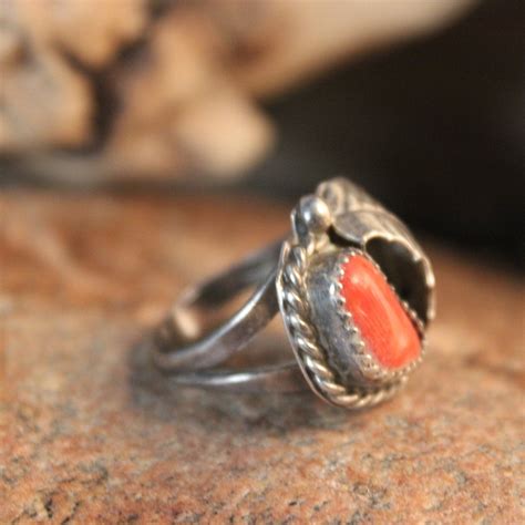 Navajo Vintage Native American Coral Ring Weight Grams Size Coral
