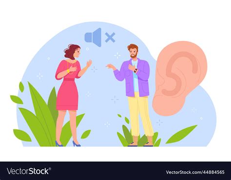 Deaf Mute Communication Woman Understand Hearing Vector Image