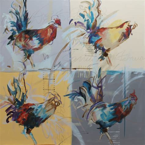 Kay Wyne Fine Art Blog Rooster Times Four On My Easel