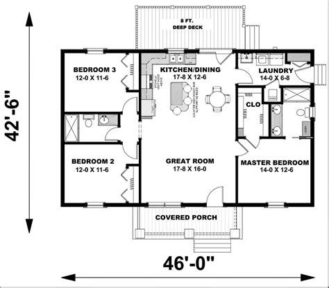 Ranch Style House Plan 3 Beds 2 Baths 1311 Sqft Plan 44 228