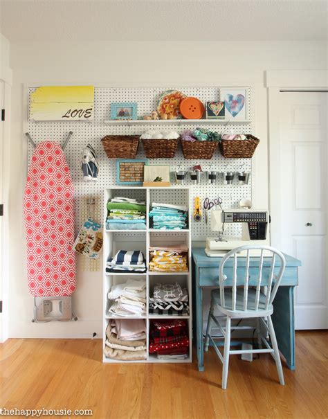 Supplies to organize a craft room. How to Organize a Craft Room Work Space | The Happy Housie