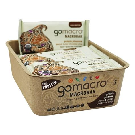 Gomacro Organic Macrobar Protein Pleasure Bars Box Peanut Butter