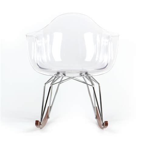 Diamond Rock Chair White Base With White Arm Shell And Walnut Tracks