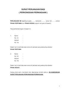 Semua aset yang dibeli menggunakan kewangan syarikat merupakan harta perkongsian. Contoh surat perjanjian Perkongsian perniagaan | AKU dan ...