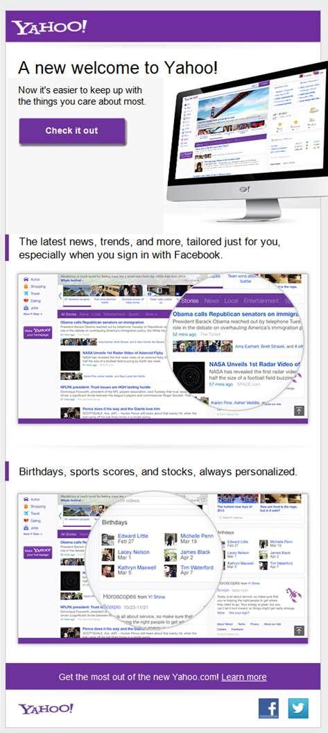Layout A New Yahoo Email 2013 New Product Product Launch Sports