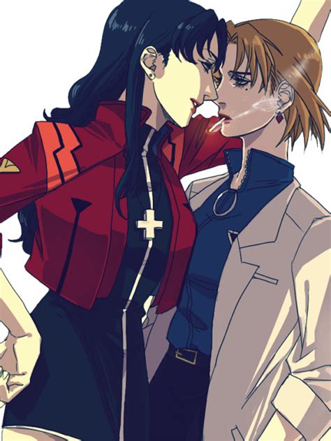 Katsuragi Misato And Akagi Ritsuko Neon Genesis Evangelion Drawn By Elina Kuroe No Daarin
