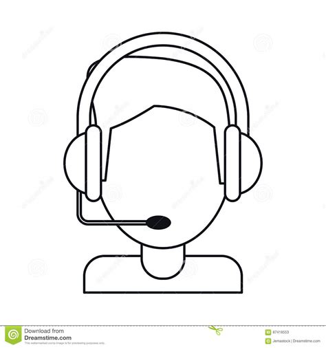 Video Gamer With Headset Thin Line Stock Vector Illustration Of